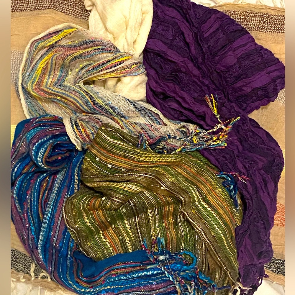 Colorful Woven Scarves Collection Lot of 7
